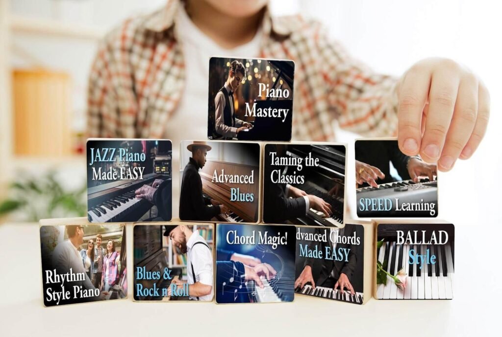 Pianoforall complete piano course showing all learning modules and styles